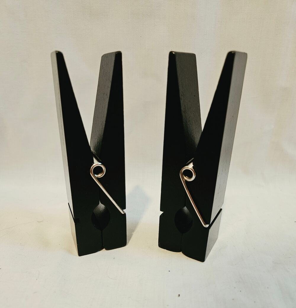Two XL decorative clothes pins Black